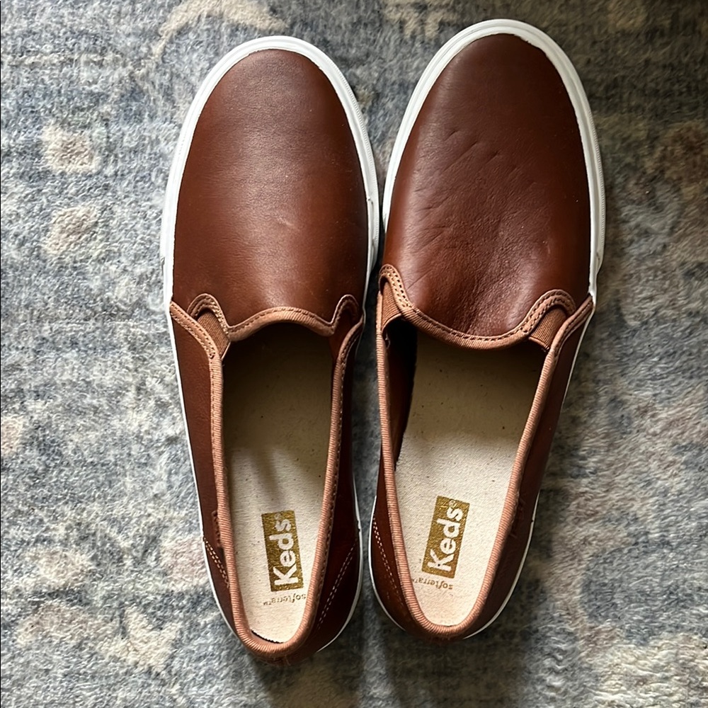 Keds Brown Leather Slip-On Loafers